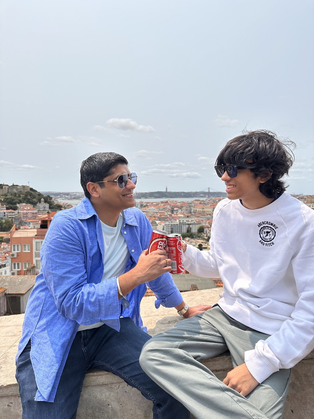 Abhishek Gupta traveling with his son